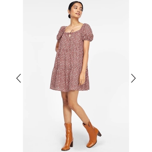 NWT Anthropologie LACAUSA Playa Mini Dress in Cocoa Mushroom Print Size Medium - Picture 15 of 15